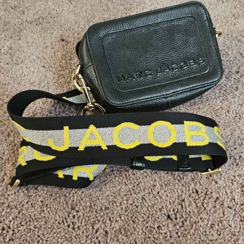 Marc Jacobs Black Crossbody Bag with Yellow Strap